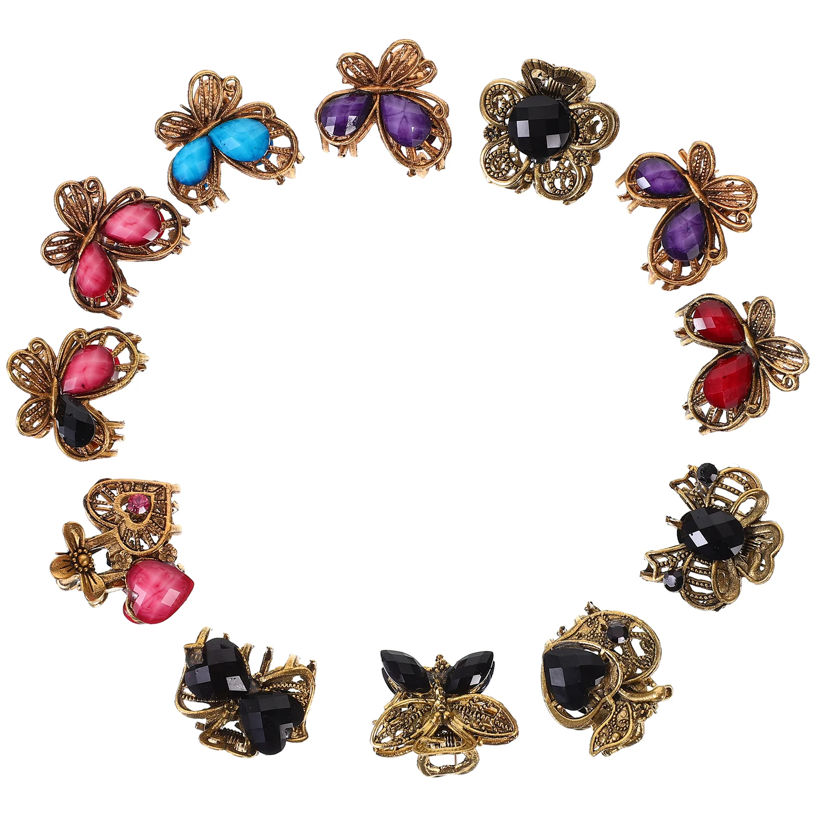 

12 Pcs Alloy Girl Hair Clips Claw Clamp Mini Acrylic Women Jaw Miss