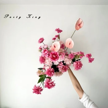 Decorazione Floreale per Arco Nuziale con Fiori Artificiali, Ghirlanda di Fiori in Seta, Cartello di Benvenuto, Accessori per Decorazione Casa