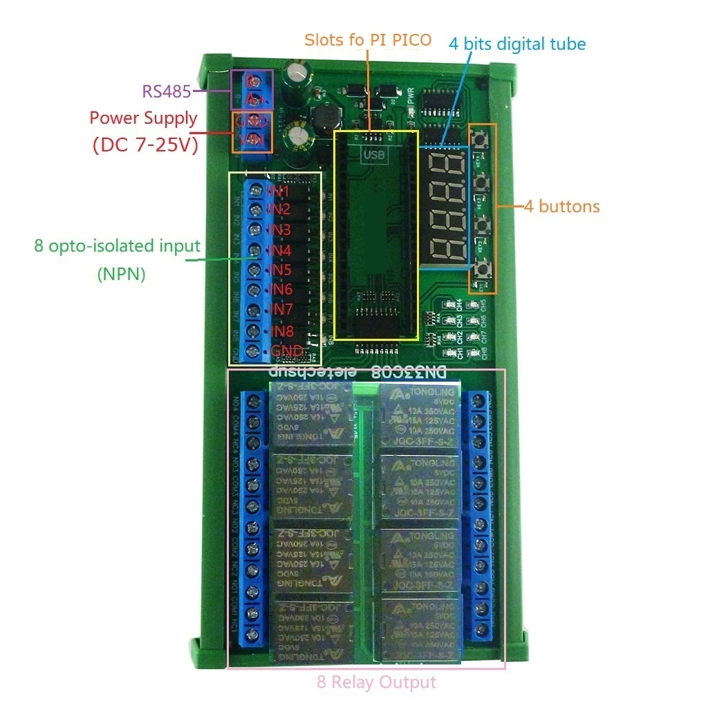 Plc Io Expanding 8Ch Rs485 Simple Board Multifunction Delay Relay ...