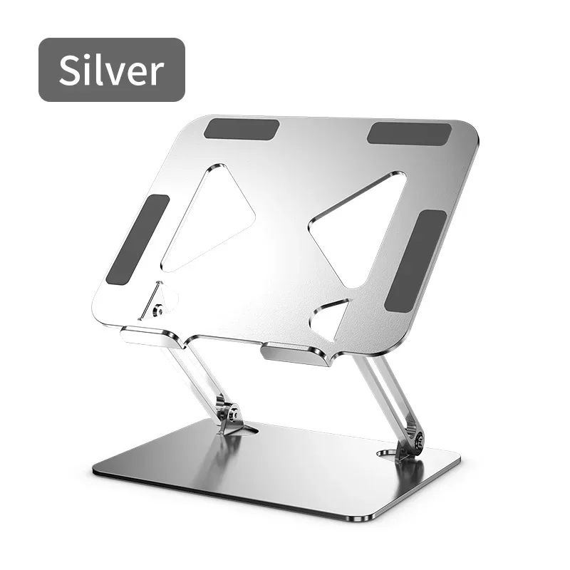 Metal Basics Ergonomic and Foldable Laptop Stand for Desk Adjustable Riser Fits all Laptops and Notebooks Stand Silver