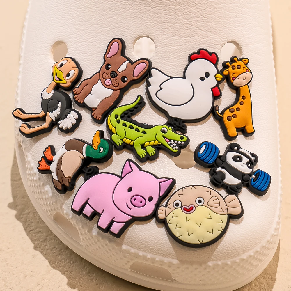 1pcs Cute Animals Cat Panda Cow Pig Charms for Shoe Decorations Pins for Kids Boy Girls Favor Gifts Accessories Dogs