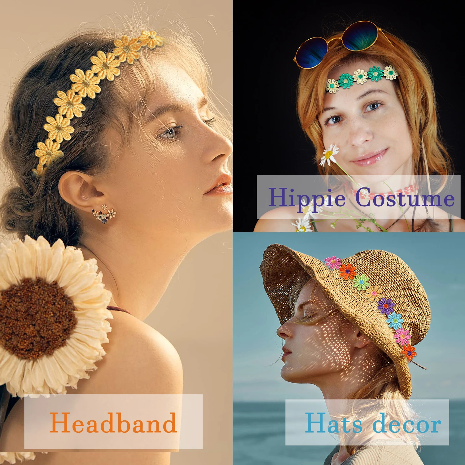 DOCILA Floral Headbands For Women White Daisy Flower Hairbands Boho 60s 70s  Hippie Accessories Fairy Crown Party Costume Outfits Headdress - Yahoo  Shopping
