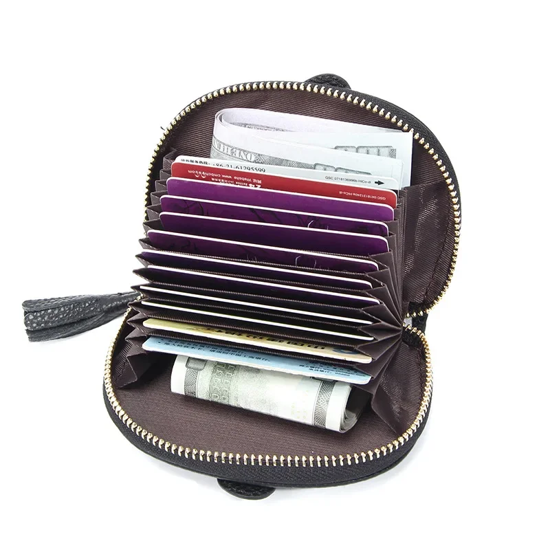 Credit Card Holder Zipper ID Bank Card Case Wallet for Women Leather Cute Elephant Organ Small Wallets Japanese Accordion Gift