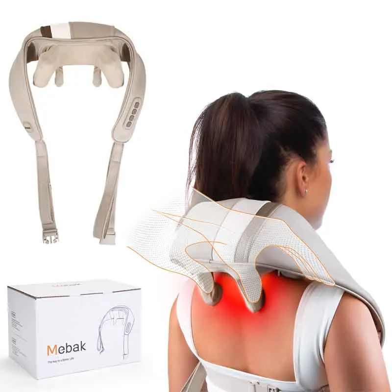 Mebak N1Cervical Massager Electric Neck Back Massager Pillow 4D Kneading Hot Compress Muscle Relaxing Massage Shawl instrument