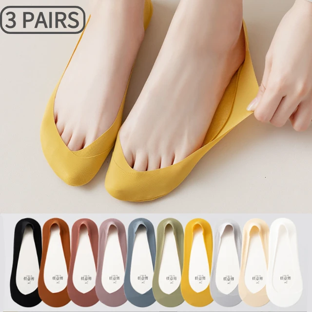 1 Pair Women Invisible Ice Silk Non-slip Loafer Boat Ankle Low Cut