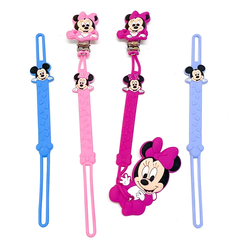 10pcs Disney Mickey Mouse Cartoon Silicone Beads Pacifier Chain for Teether Nursing Toys