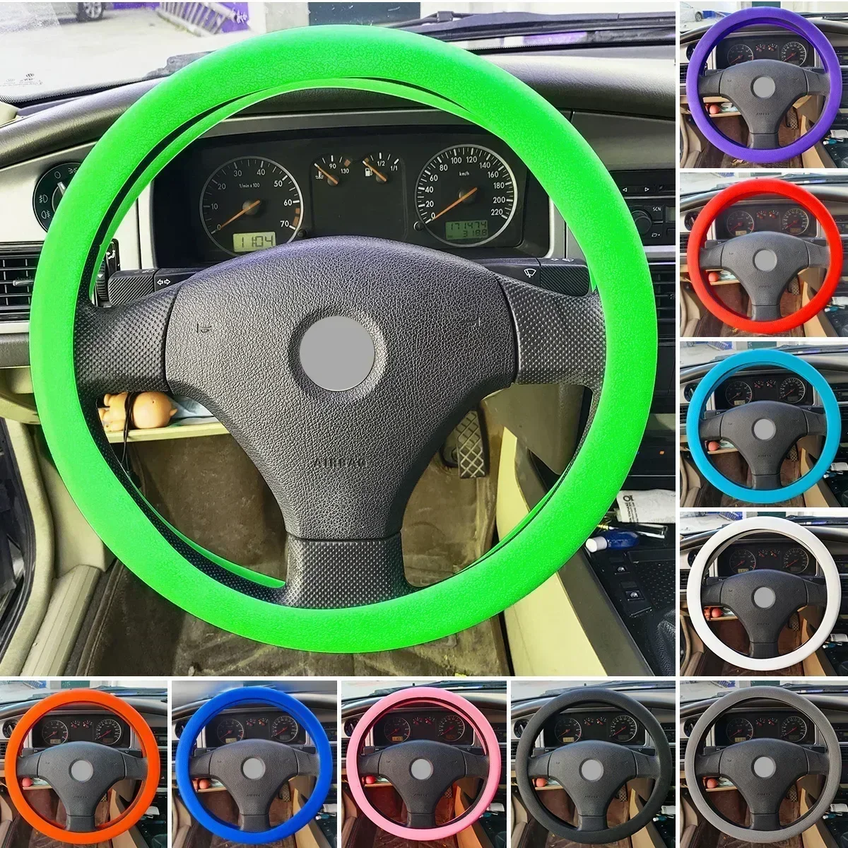 Universal Car Steering Wheel Cover Silicone Glove Cover Texture Soft Multi Color Auto Decoration DIY Covers Accessories