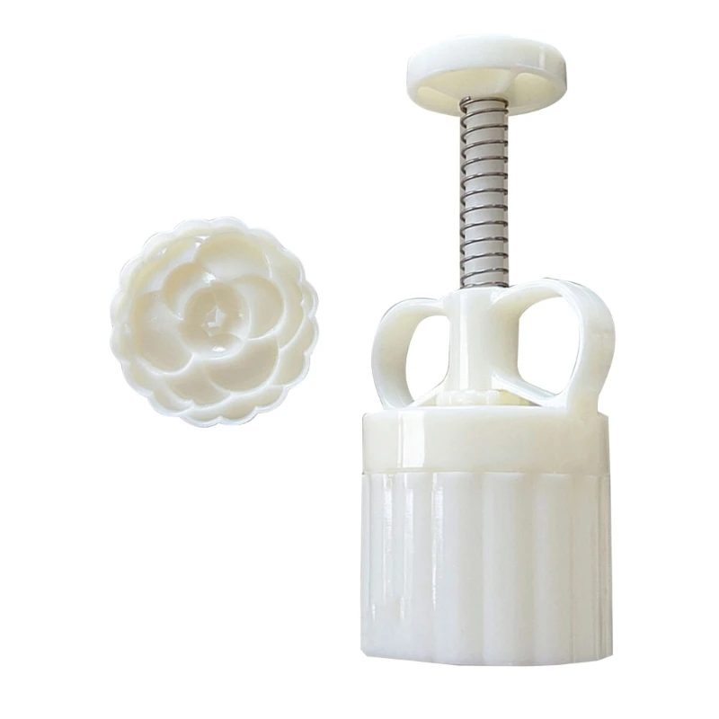 

E5BB Camellia Flower Moon Cake Mold MidAutumn Festival Mooncake Maker Cookie Stamps