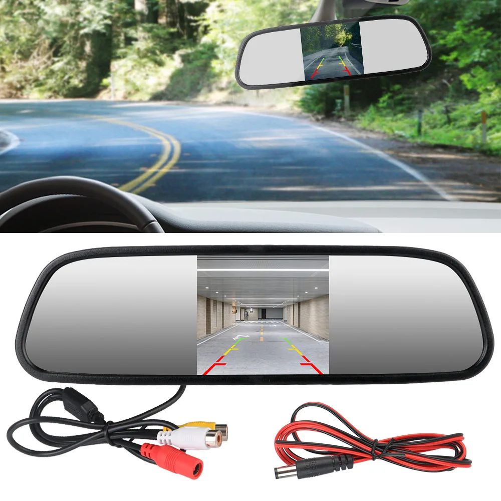 5 Inch Screen HD Video Support Reverse Priority LED Rearview Monitor Universal Car Rearview Mirror Display Auto Parking Assist
