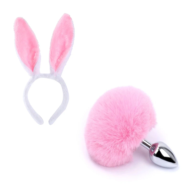 Unisex Sex Toys Anus Stimulation Tools Bunny Ear Rabbit Tail Huge Butt