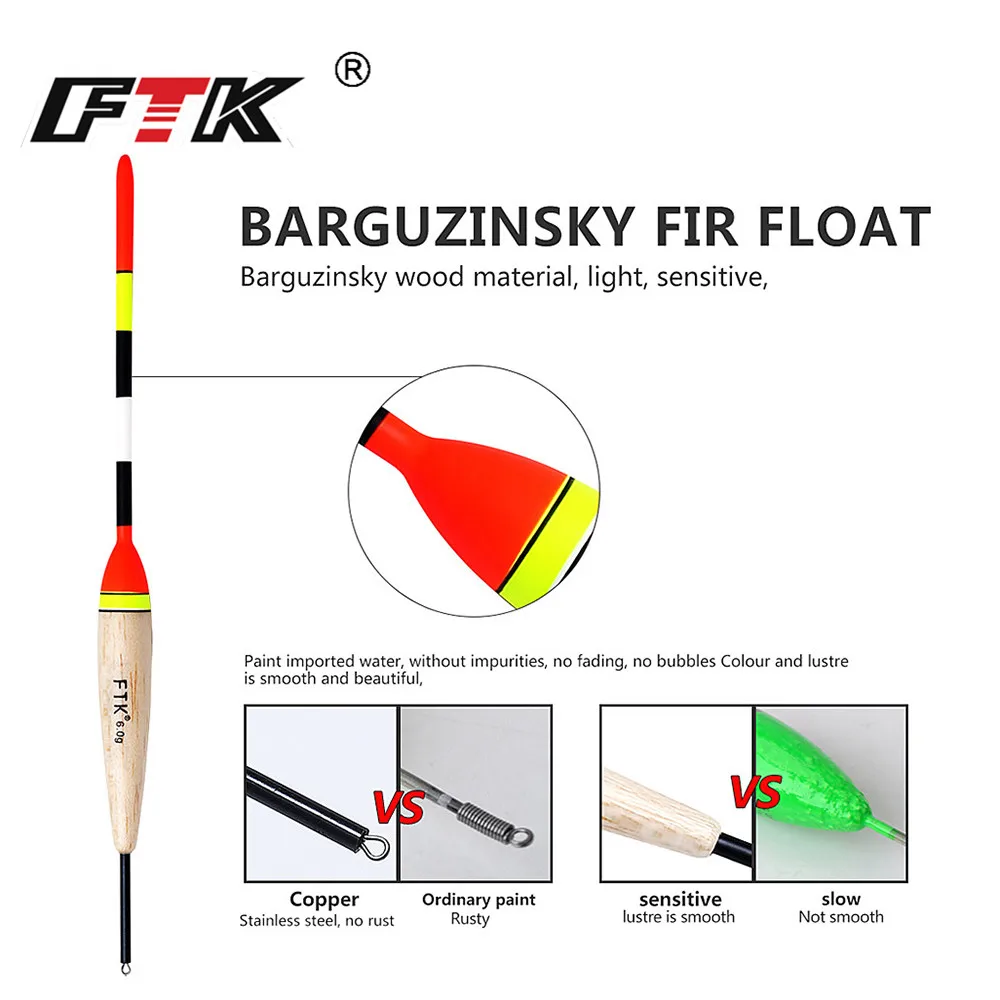 Lot de 5 flotteurs de pêche verticaux Barguzinsky 2g à 6g pour pêche professionnelle