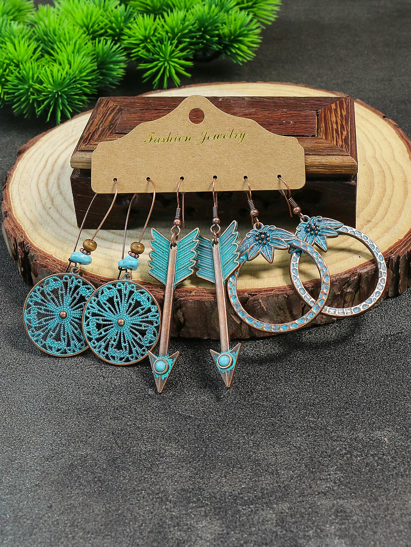 Geometric Earrings Vintage Style Geometric Alloy Earrings 3 Pair Combination Set Women's Irregular Earrings Cross border