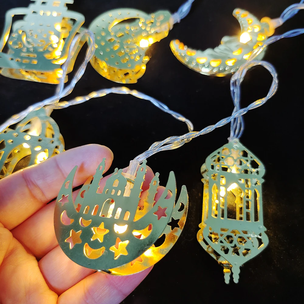 1,5 M Eid Mubarak Led-leuchten Mond Sterne Led String Fairy Lichter für Home Islam Muslimischen Ramadan Kareem Dekoration Party liefert – Detail 4