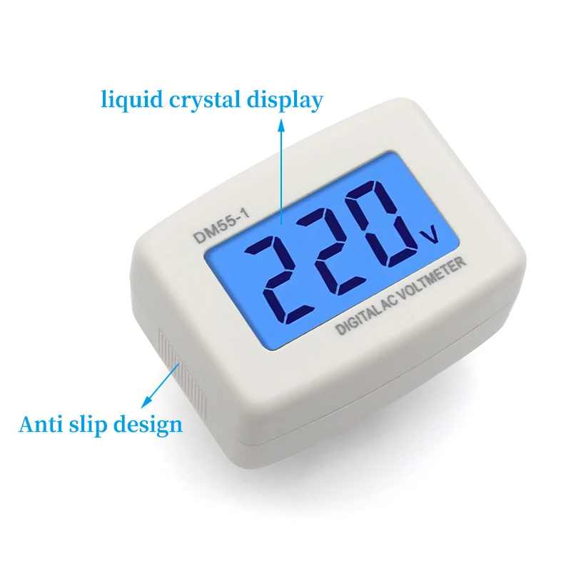 1/5/10PCS 디지털 전압계 EU 미국 스타일 플러그 전압 LCD 디스플레이 전압계 AC100-300V 범위 DM55-1의 실시간 모니터링