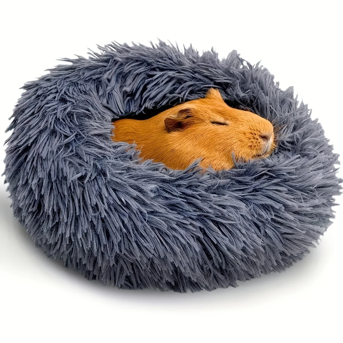 1pc dark gray plush warm small pet nest for big hamsters cozy winter hideaway with anti slip bottom soft polyester material round shape   guinea   other small animals hamster bedding accessory hamster hideout details 6