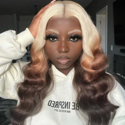3 Tone Ombre Human Hair Wig Colored 613 Brown Body Wave Lace Wig Perruque Cheveux Humain T Part Lace Front Wig Brazilian On Pro