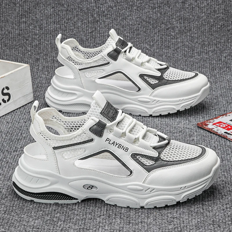 Men's Casual Sports Shoes - Summer Low-Top Hollow Breathable Designed Mesh Upper, Pvc Anti-Slip Sole for All Seasons - Fitness, Walking, Daily Wear,