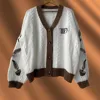 Cute Warm Y2k Knitted ttpd Cardigan Women Oversized Star Embroidery Cardigans Long Sleeve Beige Women Holiday Cardigan 4