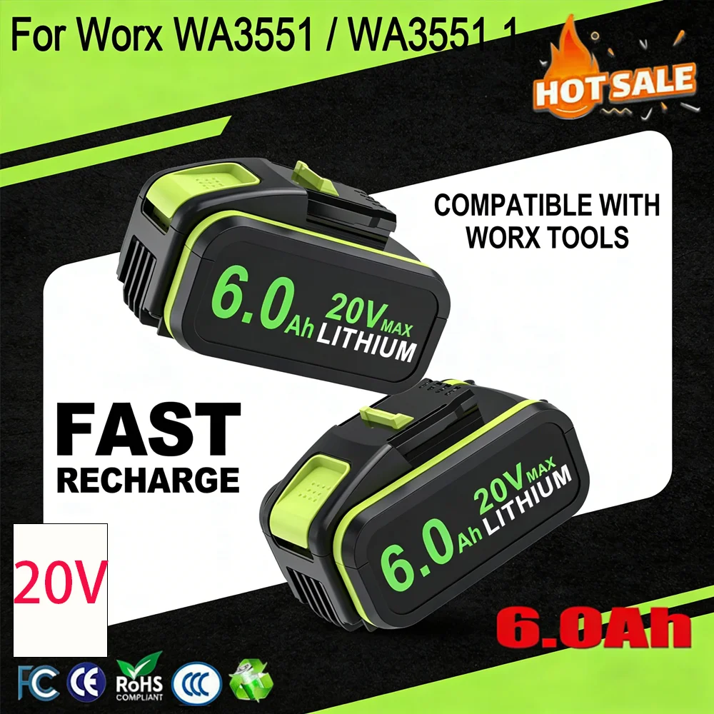 Produktbild von Aeboren Akku Für Worx – 20V, 4Ah, Li-Ion – Kompatibel Mit WA3551.1, WA3572, WA3553 U.v.m.