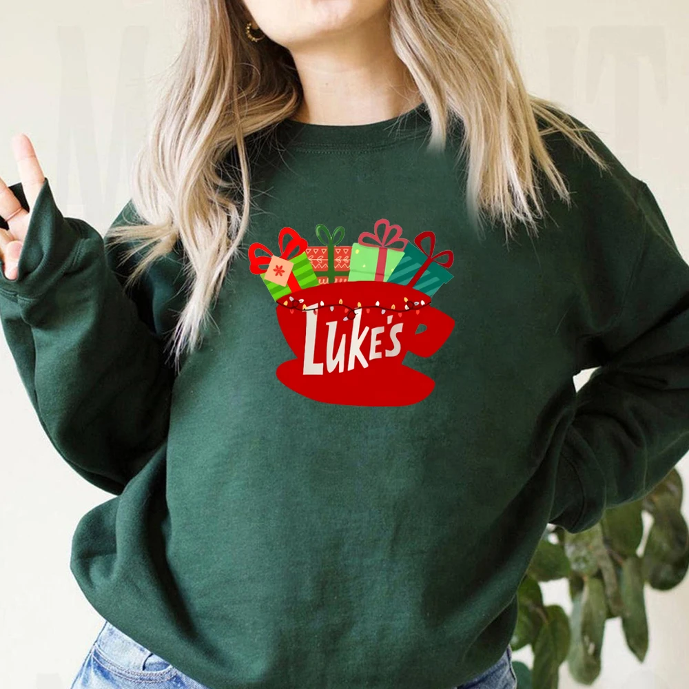 Gilmore Girls Lukes Diner Sweatshirt Lukes Diner Christmas Lights Graphic Hoodie Tv Show Inspired Christmas Crewneck Sweatshirt