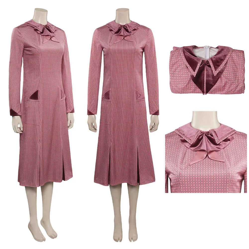 

Dolores Cos Umbridge Cosplay Costume Midi Dress Outfits Girls Women Adult Halloween Carnival Party Disguise RolePlay Suit