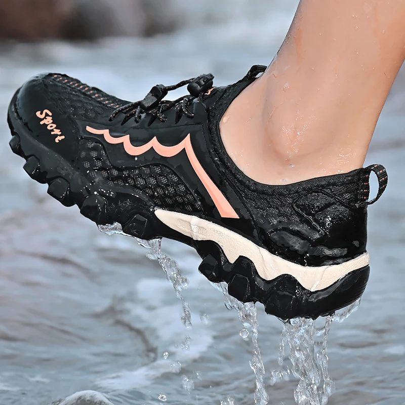 Mountain Trekking Shoes for Men, Breathable Mesh, Hiking Shoes, Outdoor Male Sports Sneakers, Quick-Dry Water Shoes, Summer