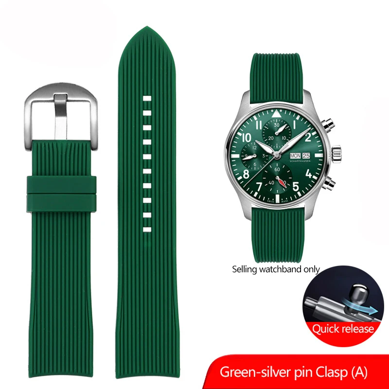 thumbnail image 1 of Correa de reloj de goma con extremo curvo de 20 mm y 22 mm para Casio EFR-303, Mido, Omega, Longines, Tissot, Seiko, Heuer, correa verde y naranja, 1 of 5