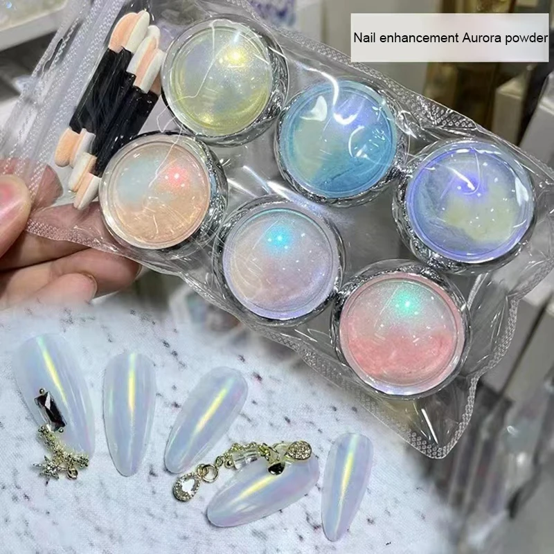 

Порошок Aurora Nail Art Jelly Neon Rainbow голографическая пудра Хамелеон Пигмент Блеск для изобразительного дизайна ногтей блестящая пыль 6 шт./комплект