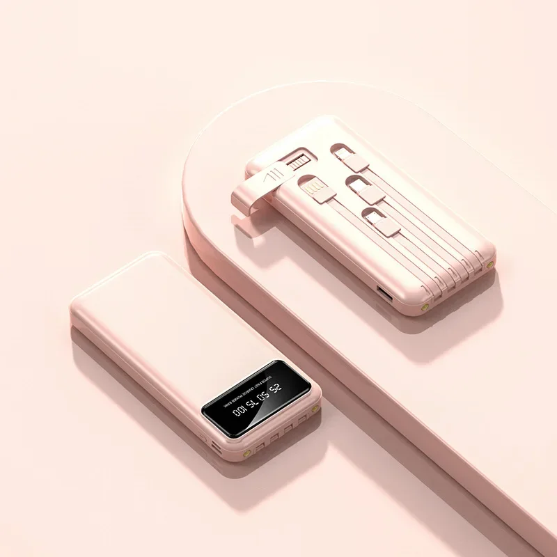 New Mini Portable Power Bank with Built-in Cable 20000mAh High Capacity Mobile Power Supply 4
