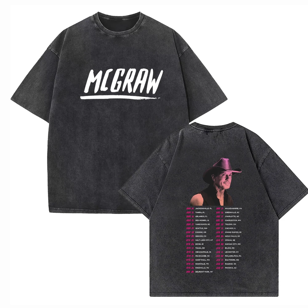 

Рубашки Tim McGraw Tour 2024, винтажные летние хлопковые футболки унисекс с круглым вырезом и принтом в стиле Харадзюку, Короткие повседневные рукава