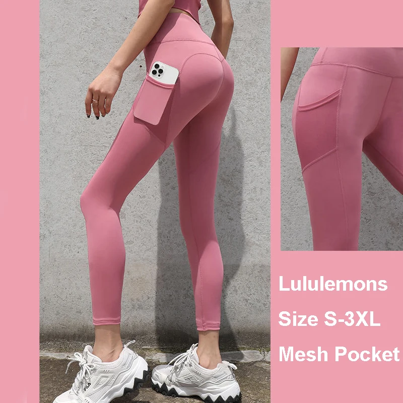 

Women's sports pants with mesh pockets, gym yoga, tennis, outdoor running, tight and elastic leggings