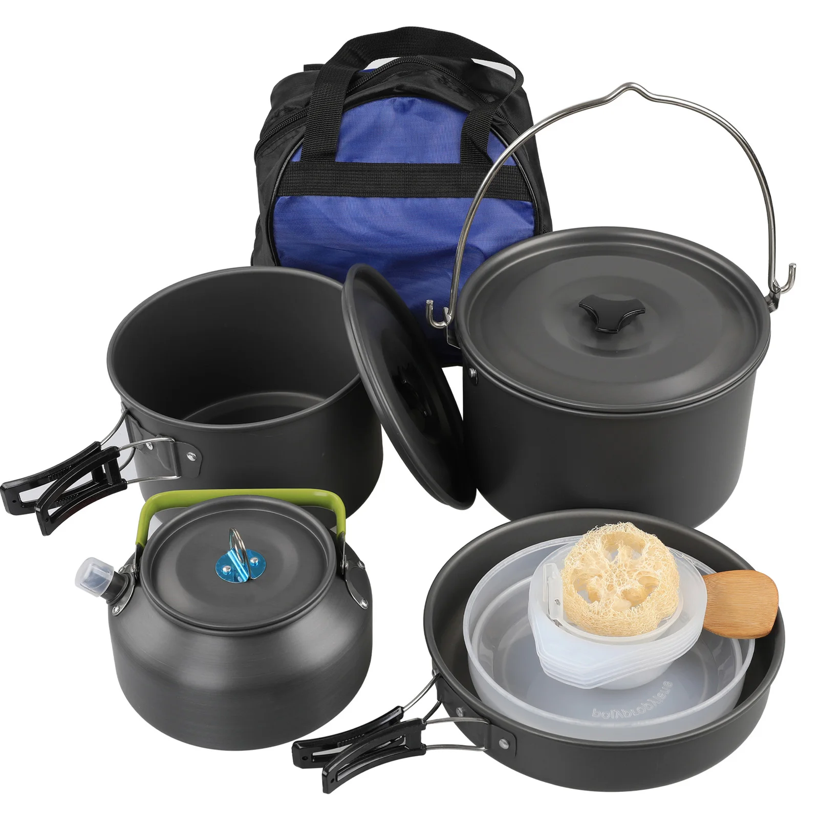 

Outdoor Portable Camping Cookware Set Hiking Pans Pot Mess Kit Kitchenware Set Tableware Kit for 5-6 Person Backpacking Picnic