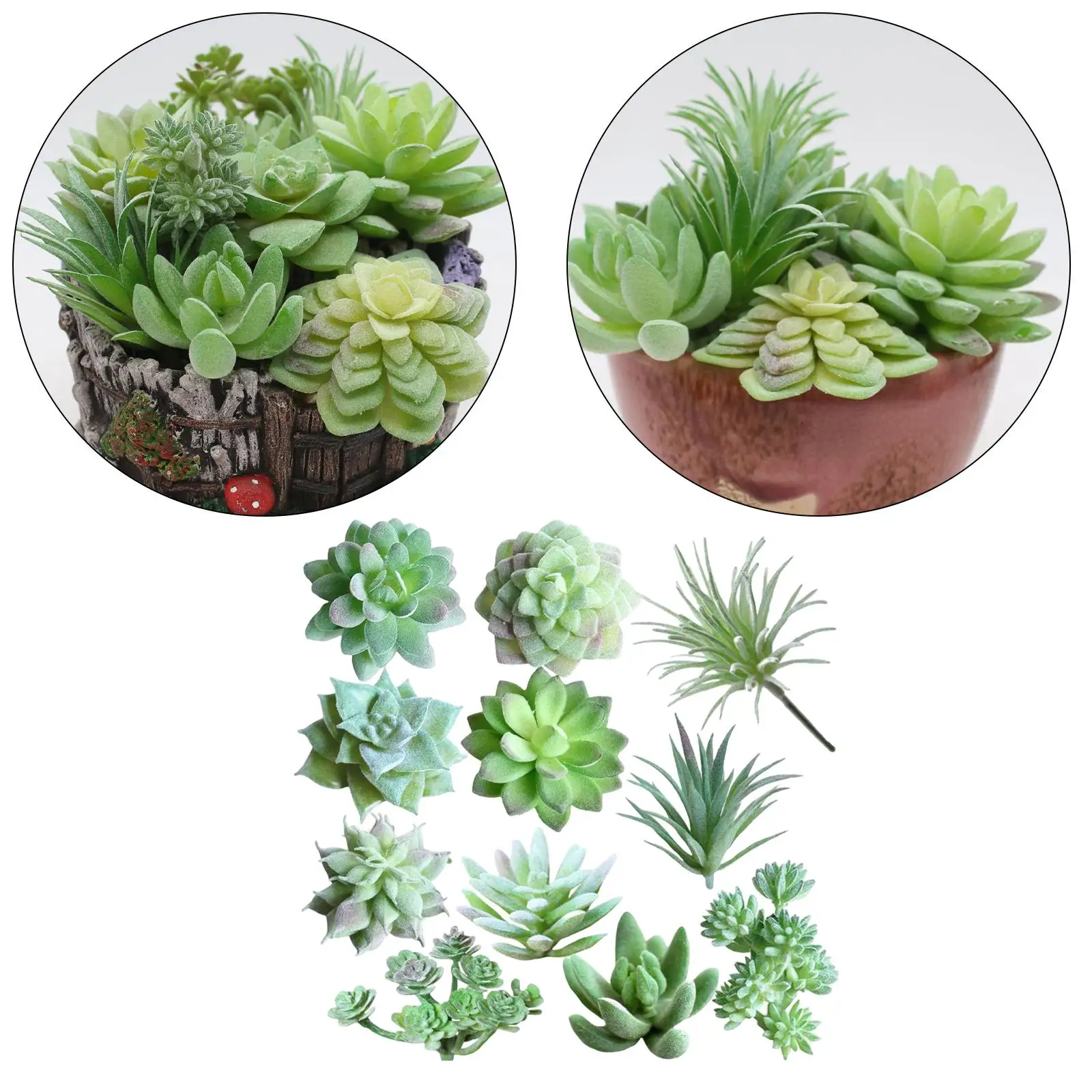 

11 Pieces Mini Artificial Plants Unpotted Tiny Decoration Crafts Small Fake Plants for Window Sill Bathroom Garden Desk Indoor