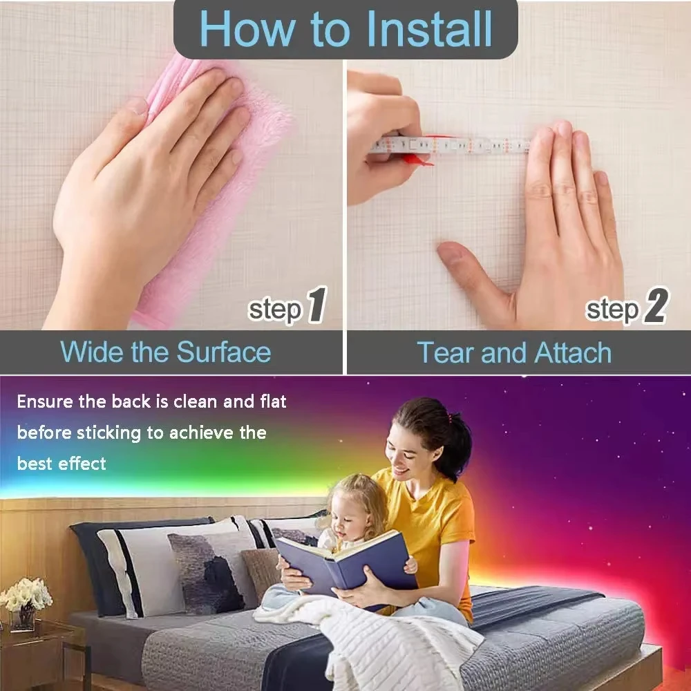 1-30M RGB LED Strip Light 5V USB Bluetooth 24Key Remote Control Flexible Ribbon Color Change LED Lamp Tape For Home Decoration