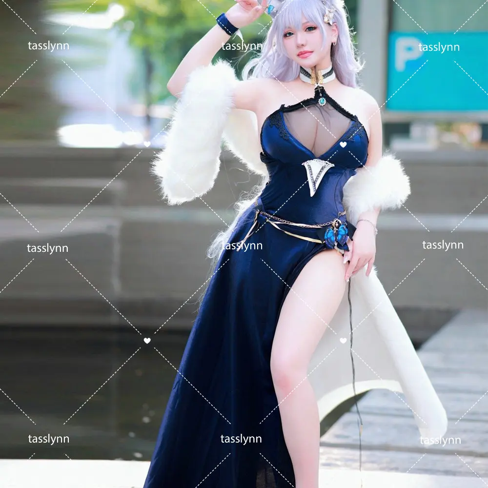 

Shinano Halloween Costumes for Women Warship Girls R Cosplay Costumes Big Fox Shinano Oath Dress Sexy Evening Dress Fur Shawl