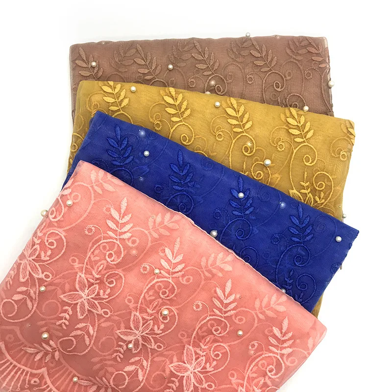 

Cross-Border AliExpress New Flower Lace Ribbon Pearl Rayon Women's Fashion Scarf Shawl Toe Cap One Piece Dropshipping