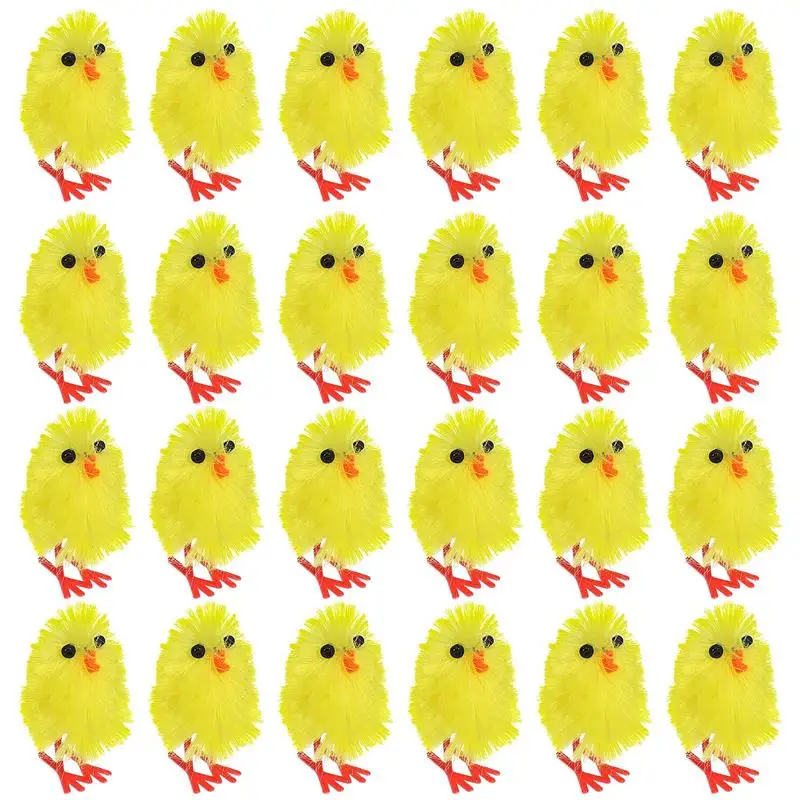 

60pcs Simulated Chicken Cartoon Chicken Easter Plush Cupcake Toppers Easter Miniature Chicks Easter Decorations Party Supplies