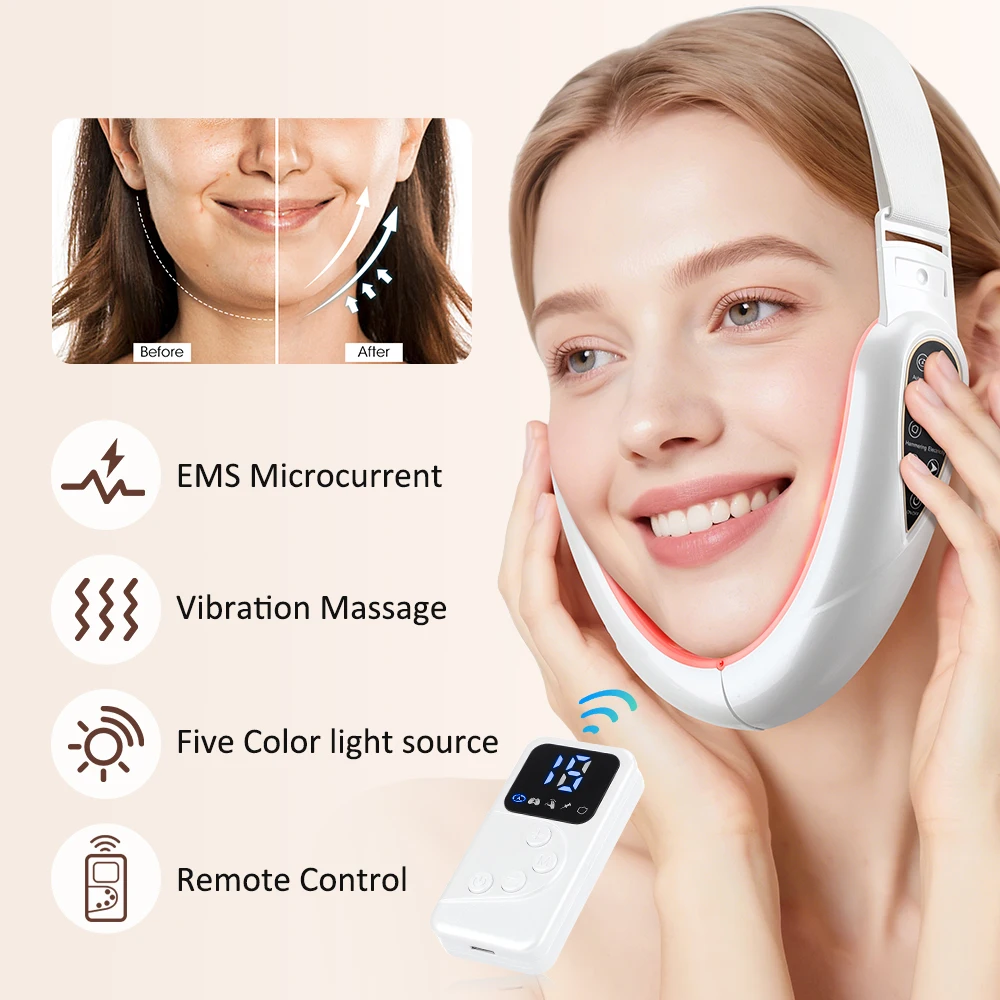 Electric V Face Lifting Beauty Device 5 Modes 15 Levels TENS Micro-current Firming Facial Massager Double Chin Removal Skin Care