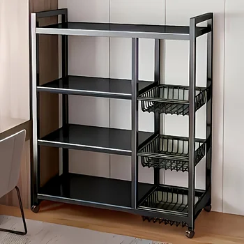 New Heavy-Duty Faridabio 4-Tier Freestanding Shelf with 3 Baskets - Durable Carbon Steel, for Kitchen, Bathroom, Tool Organizati 1