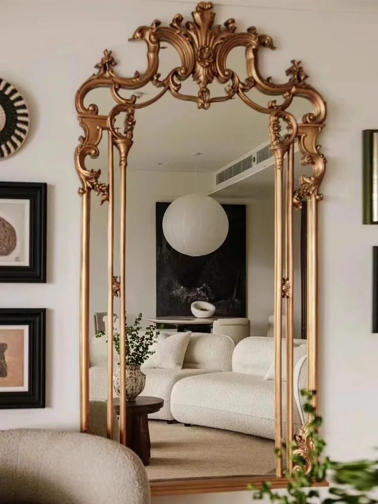 French retro full-length mirror European wall-mounted full-length