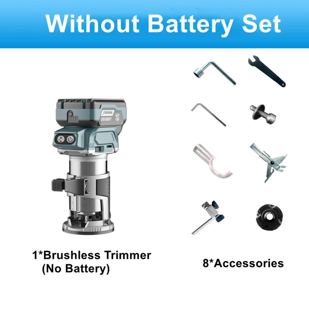 2800W Brushless Electric Trimmer Router Wood Milling Machine Carpentry Manual Trimming Tools Wood Engraving Trimmer NO Battery