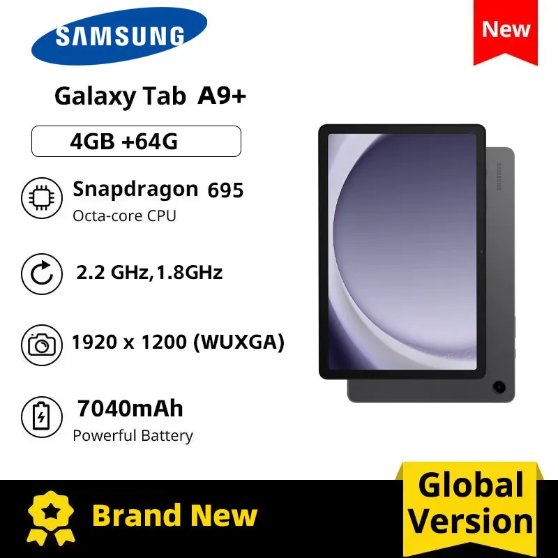 SAMSUNG Galaxy Tab A9+ Tablet 11” 4+64GB Android Tablet, 2.2GHz, 1.8GHZ Quad Speakers,Slim, Light, Durable Design black or Grey 2