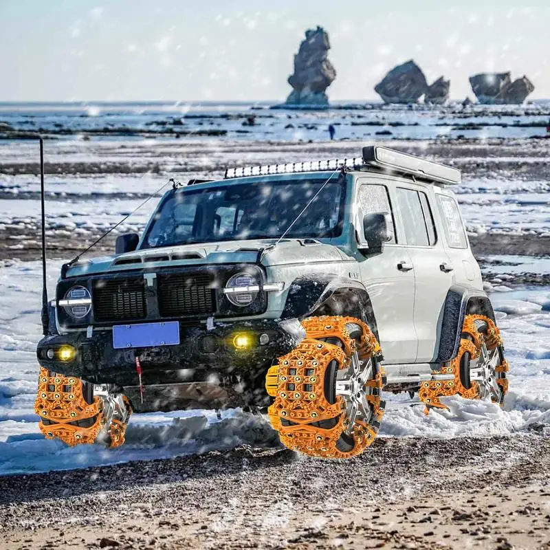 Tire Traction Chain Heavy Duty Adjustable Snow Chains Reusable Portable Car Snow Chains For Pickup Trucks And Off-road SUV Car