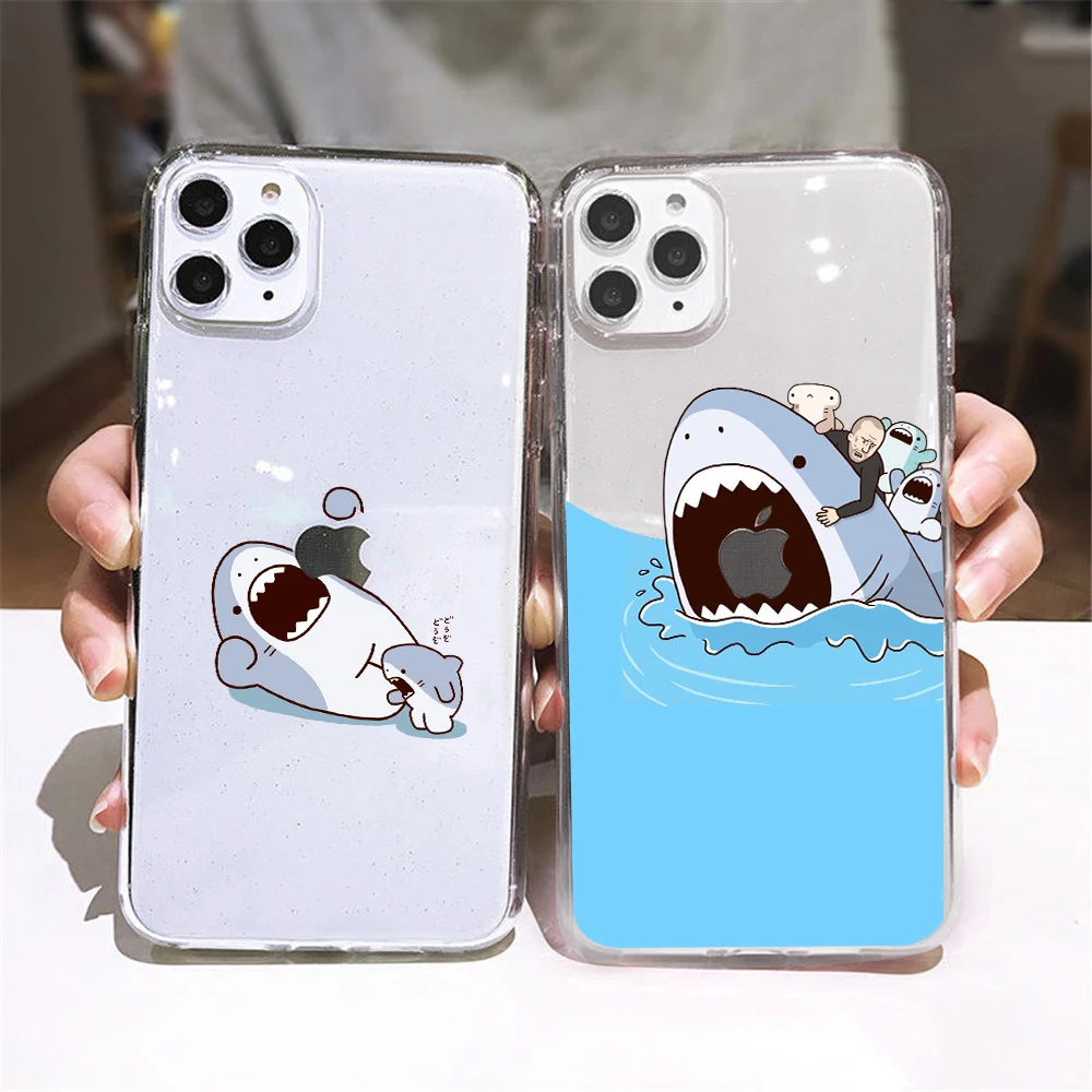 Interactive Funny Mouse Shark Clear Soft Phone Case Cover