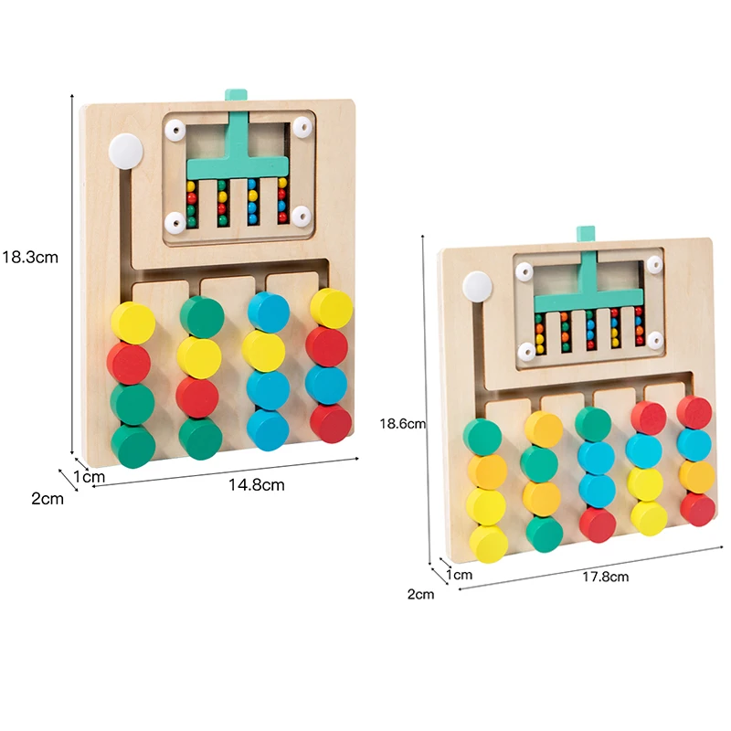 Montessori Wooden Educational Logic Game for Kids Color Matching Slide Puzzle Sensory Educational Toys Gifts for Toddlers 6