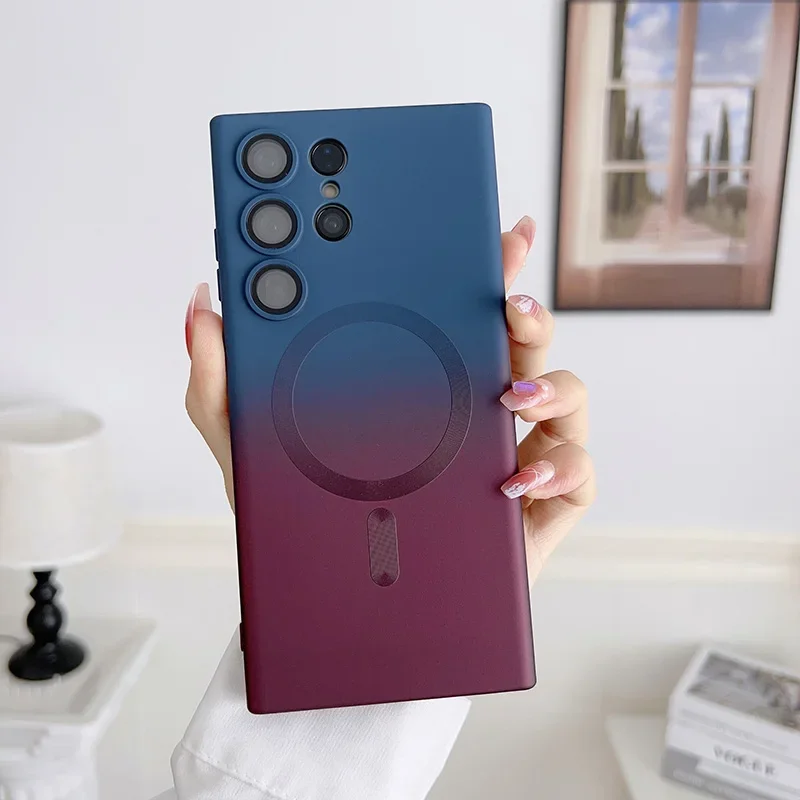 Gradient Color Silicone Shockproof Phone Case with Lens Film