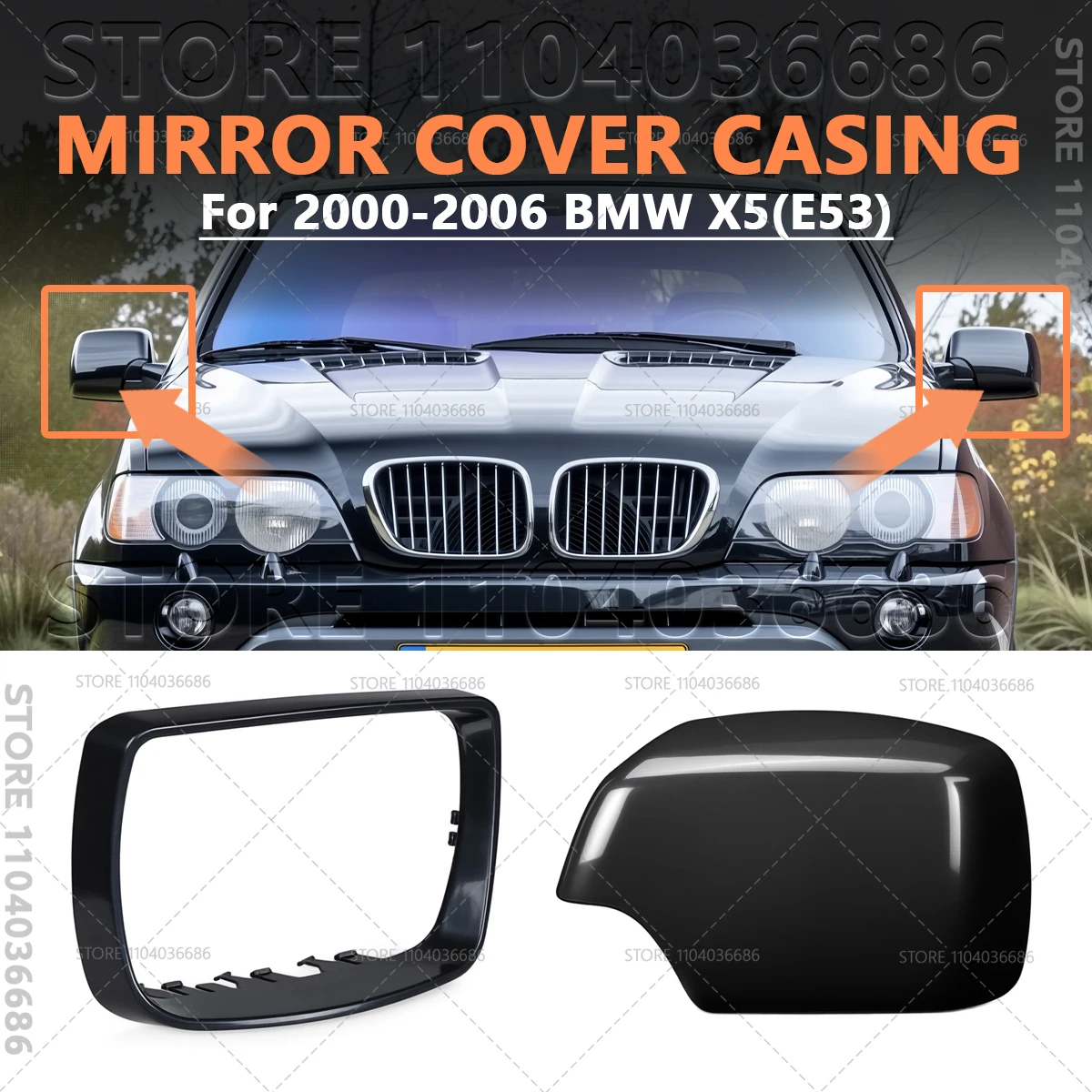 2000-2006 BMW X5(E53) 윙 도어 미러 커버 케이스 51168254903 51168254904 51168266733 51168266734 51168256321 51168256322
