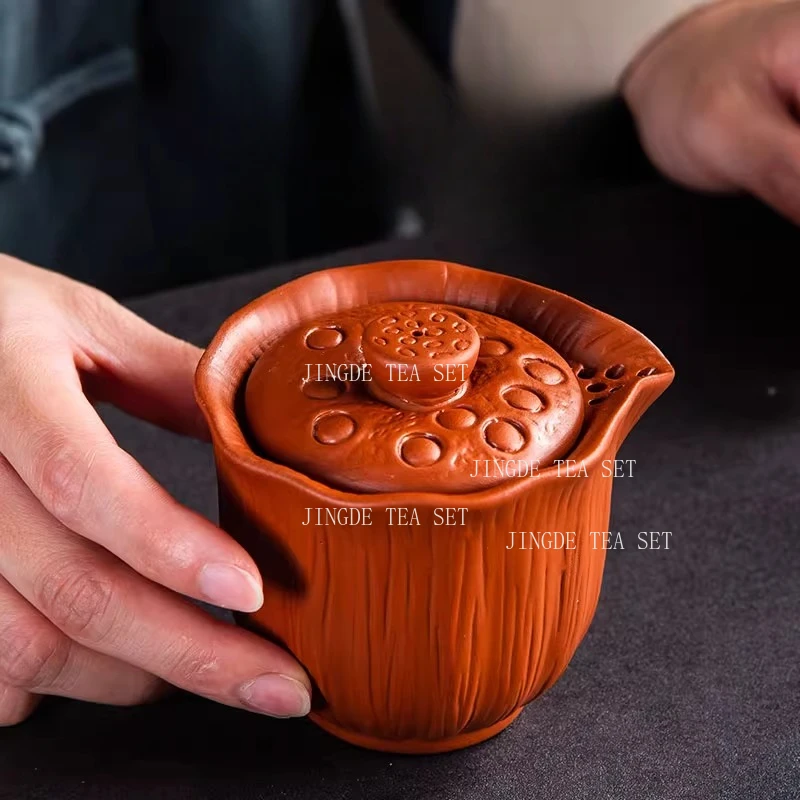 150ml Ceramic Handheld Pot Household Heat-resistant Lid Bowl Purple Clay Mini Pot Hand Held Tea Maker Tea Set Accessories