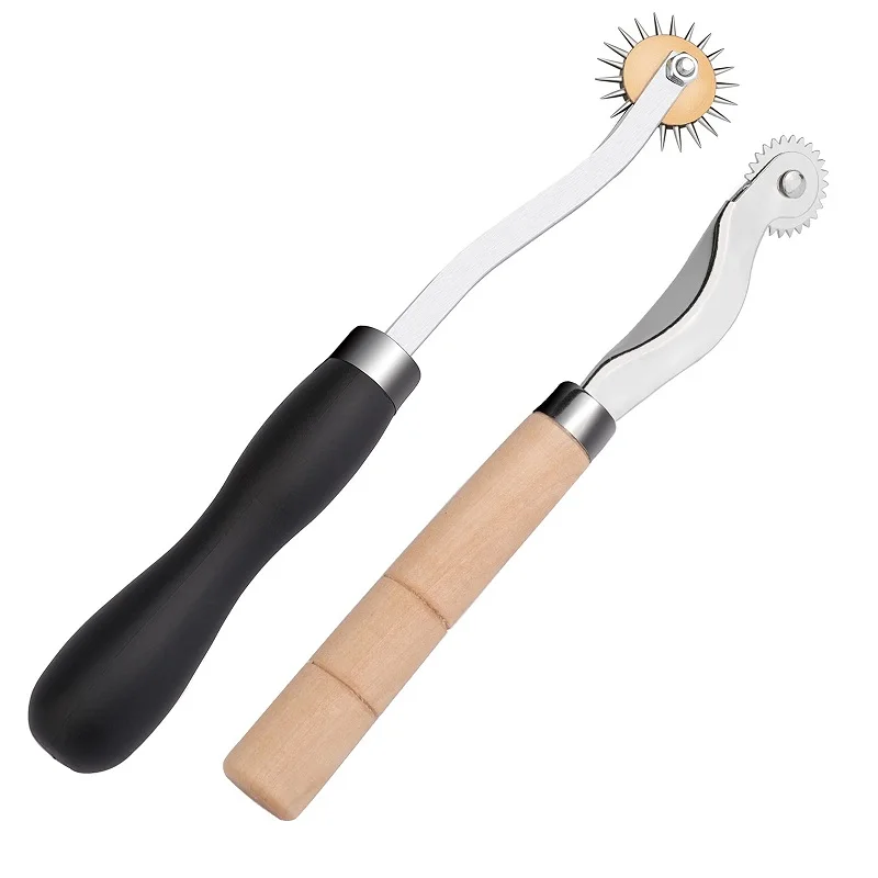 Leather Tracing Wheel 1/2PCS Tracing Wheel Stitch Marking Spacer 4mm 2mm Leather Needle Point Tracing Wheel with Wooden Handle for Leather Crafts