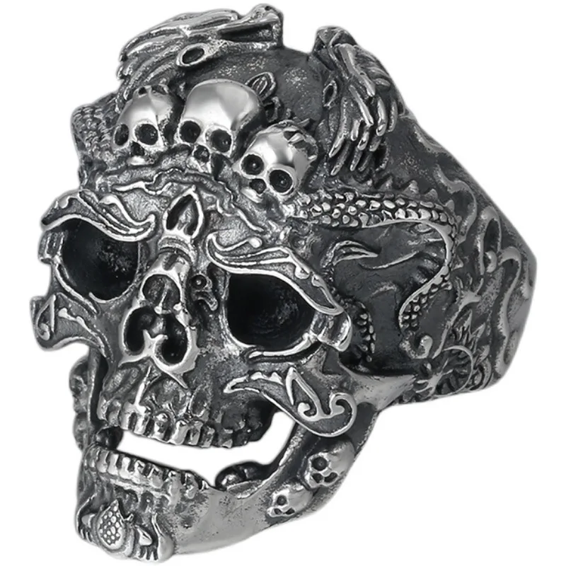 Gothic Punk Ring for Men Retro Skeleton Devil Skull Adjustable finger rings,fashion ring,metal rings,punk rings